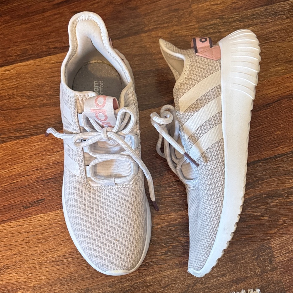 Adidas Women's Beige and Pink Sneakers